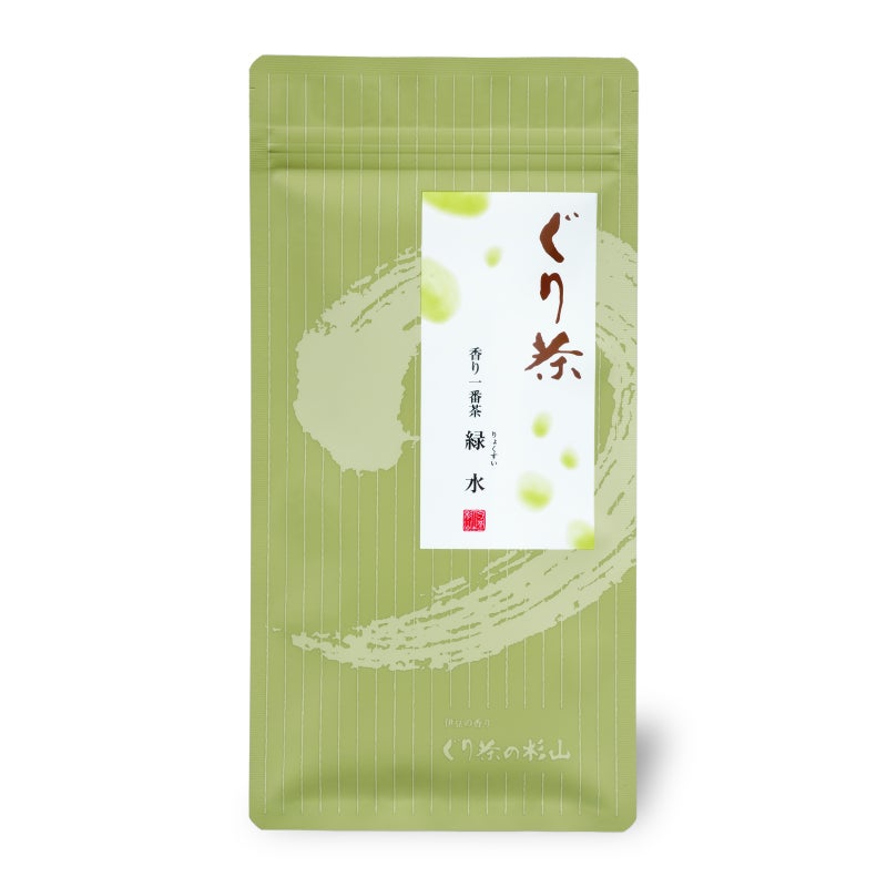 ぐり茶 香り一番茶【緑水】茶葉70gの緑の袋のチャック付き袋